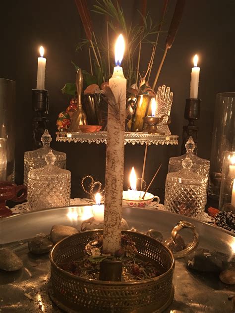 Witchcraft altar arrangement
